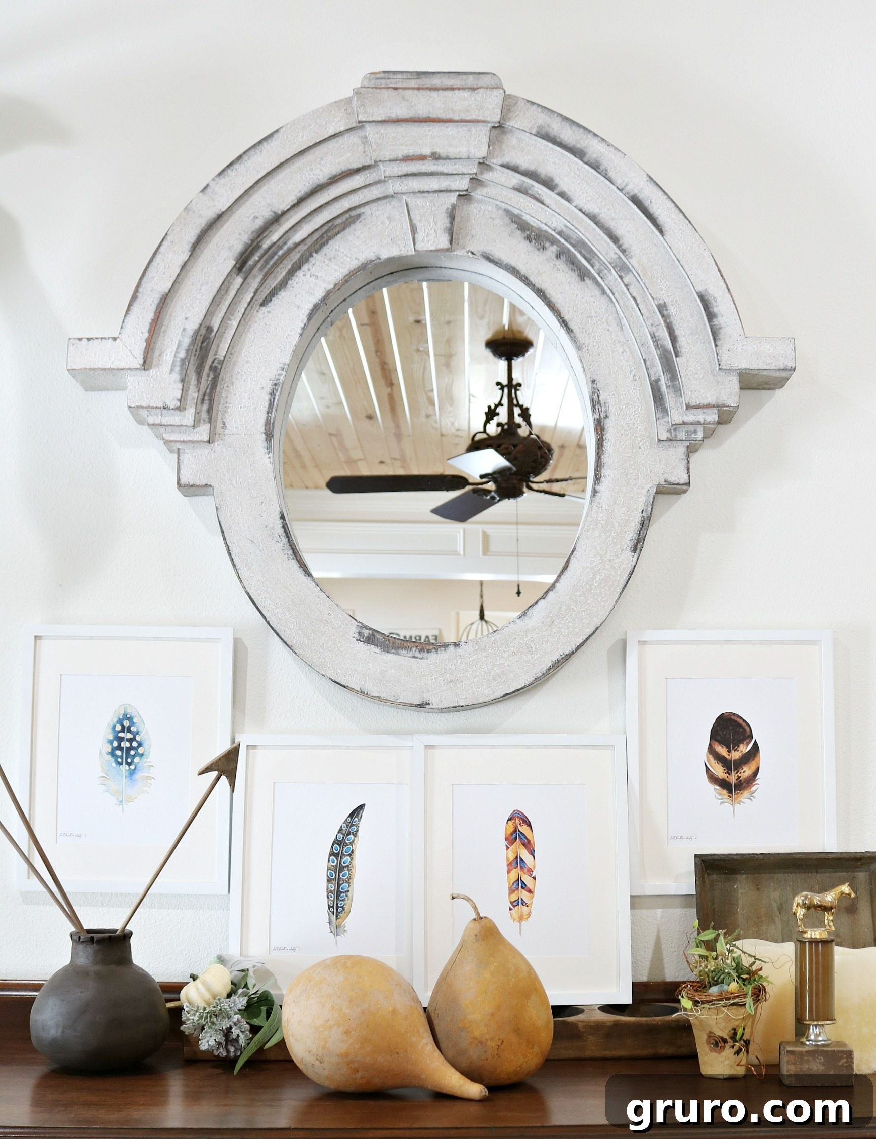 Natural fall decor ideas with blue accents, showcasing a blend of rustic and refined styles.