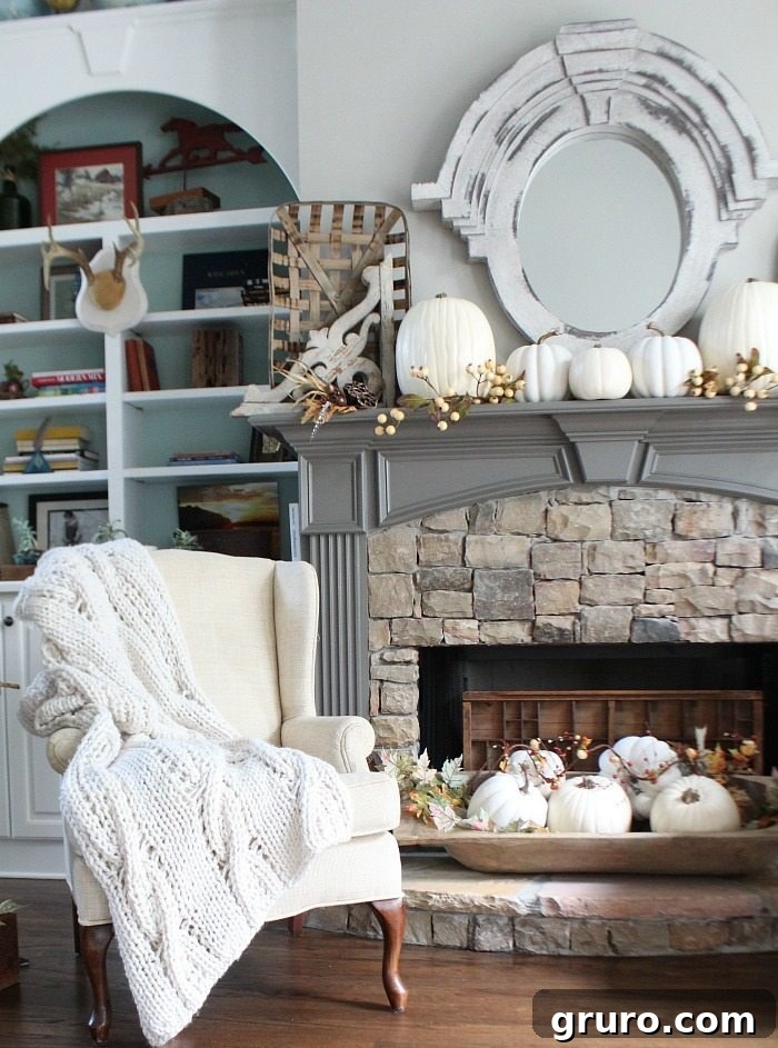 white painted pumpkins for fall decor