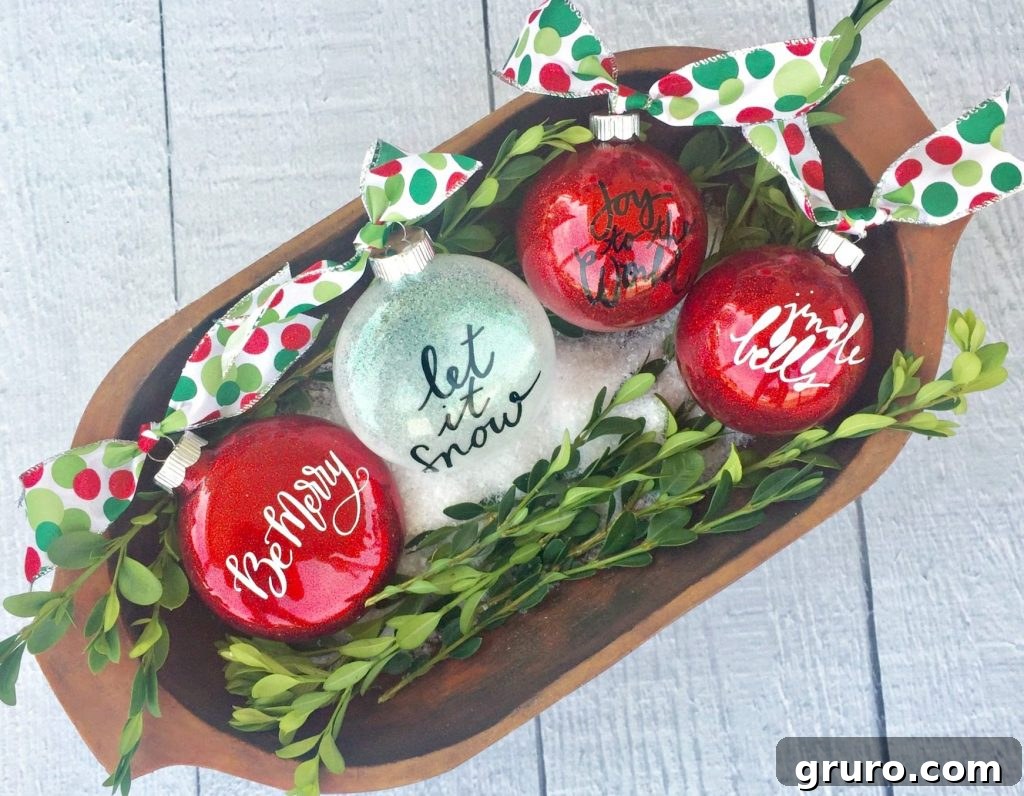 Beautiful DIY glitter Christmas ornaments for tree or gifts
