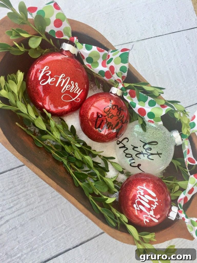 Finished glitter ornaments for Christmas and gift giving