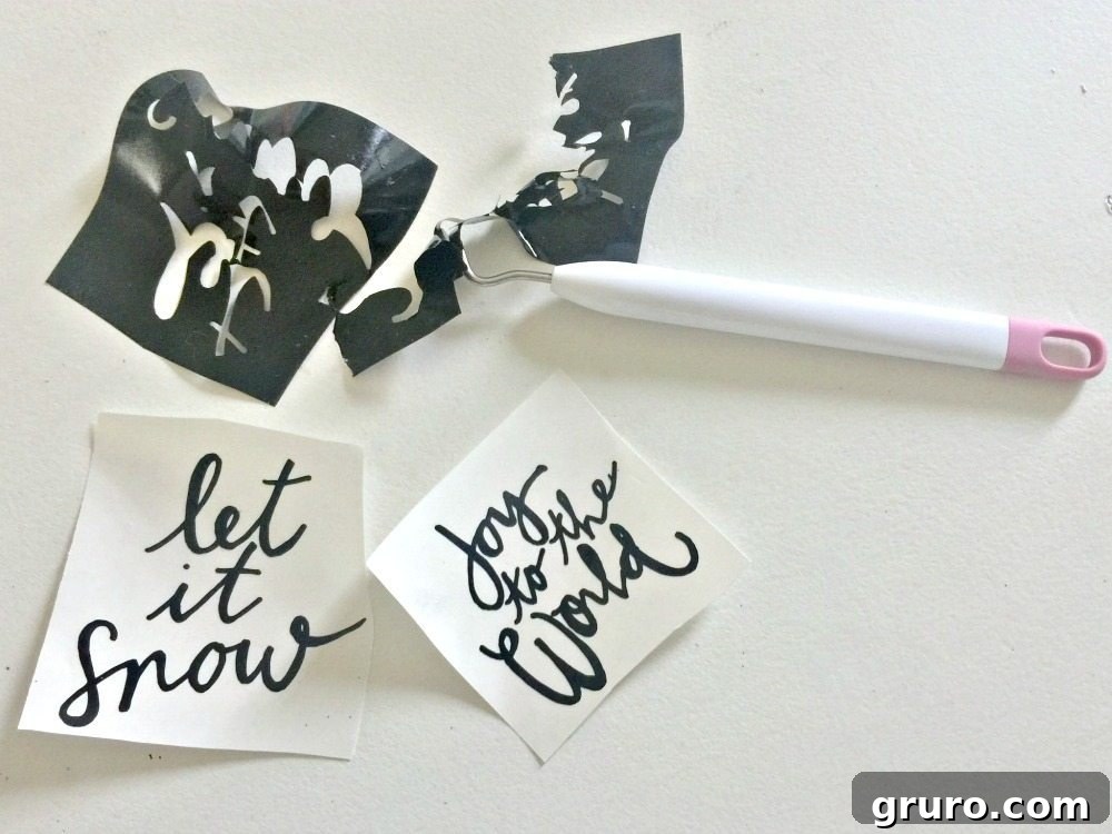 Weed your vinyl and apply to Glitter Ornaments steps