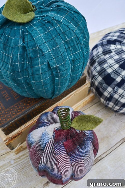Fall Nesting: Decorating for Warmth 8 DIY Flannel Shirt Pumpkins: Craft project using old flannel shirts