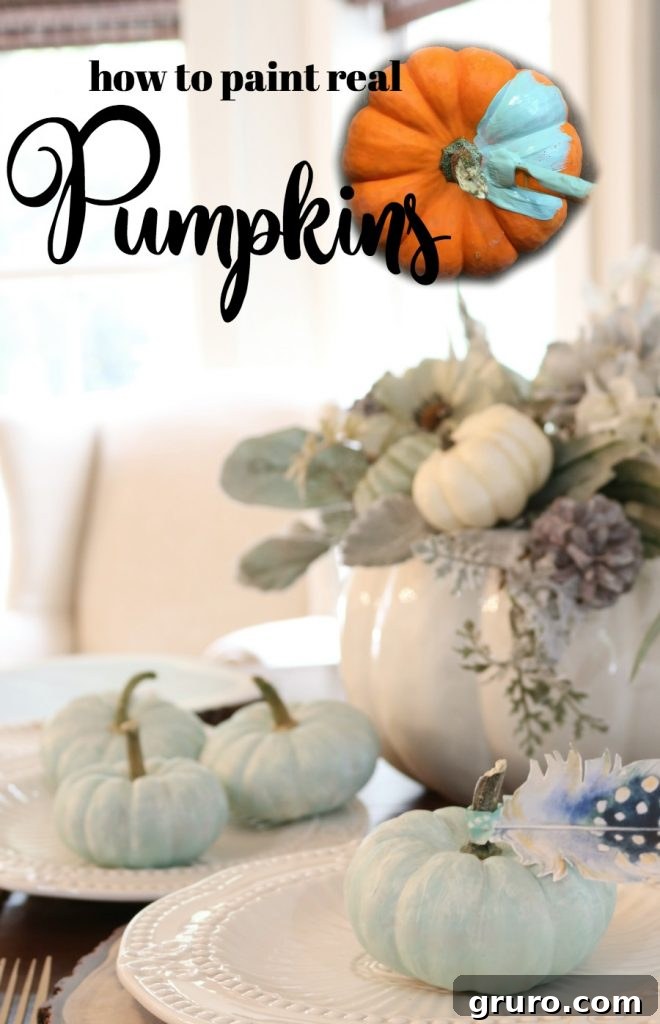 Balkabağı Boyama Sanatı 9 Inspiring display of how to paint and clean real pumpkins for autumn decorations