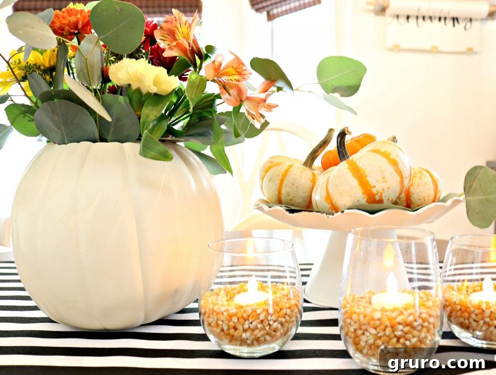 Quick and affordable centerpiece idea for Thanksgiving