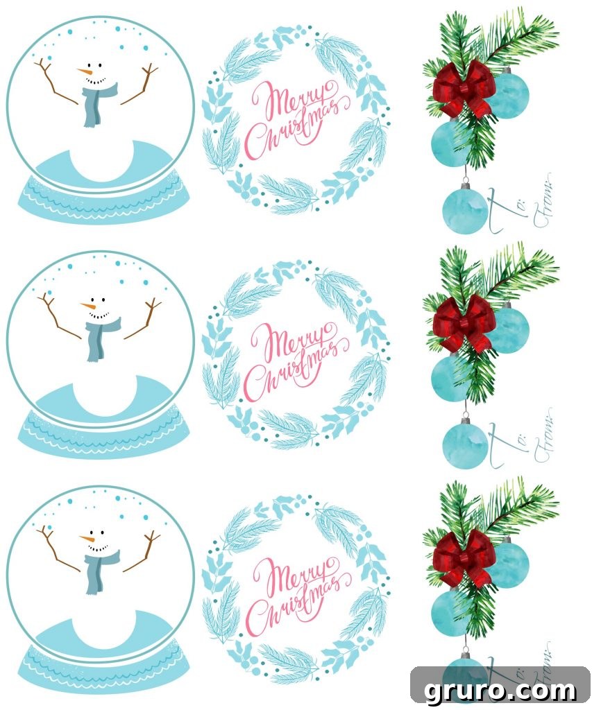Festive Christmas Gift Labels 7 Small Merry Christmas gift tags for printing
