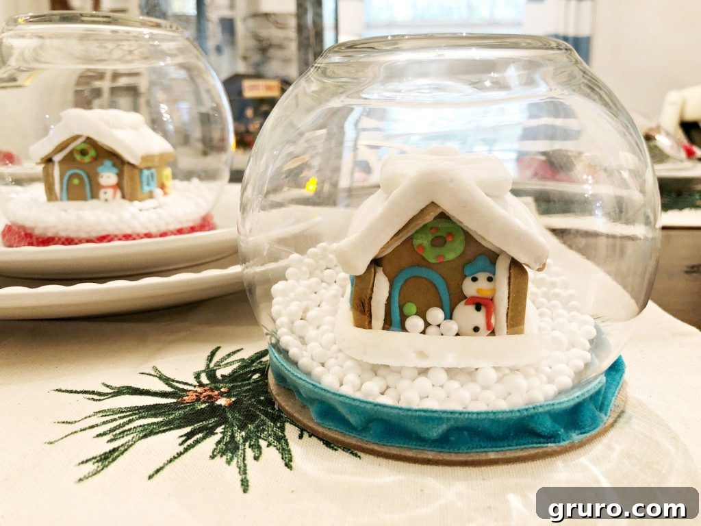 Whimsical Gingerbread Snow Globe 11 Gingerbread house Snow Globe easy to make, adding charm to your holiday decorations
