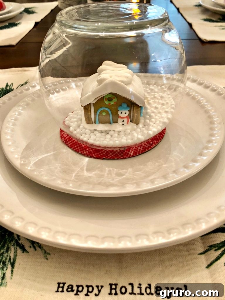 Whimsical Gingerbread Snow Globe 8 Mini gingerbread snow globe, perfect for a Christmas table centerpiece or gift