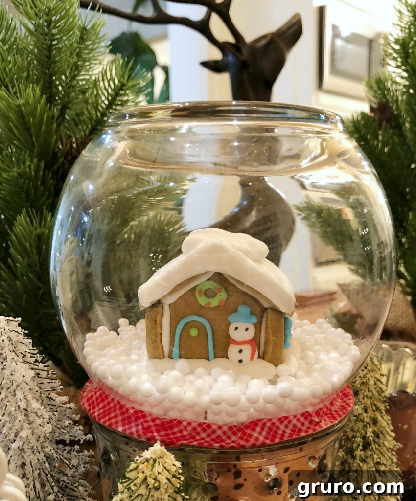 Whimsical Gingerbread Snow Globe 10 Gingerbread Dollar Tree Project for Christmas, an affordable and fun craft
