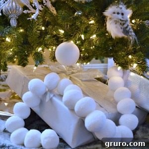 Christmas Wreath Glow-Up 12 DIY cotton ball pom pom garland for soft and cozy holiday decor