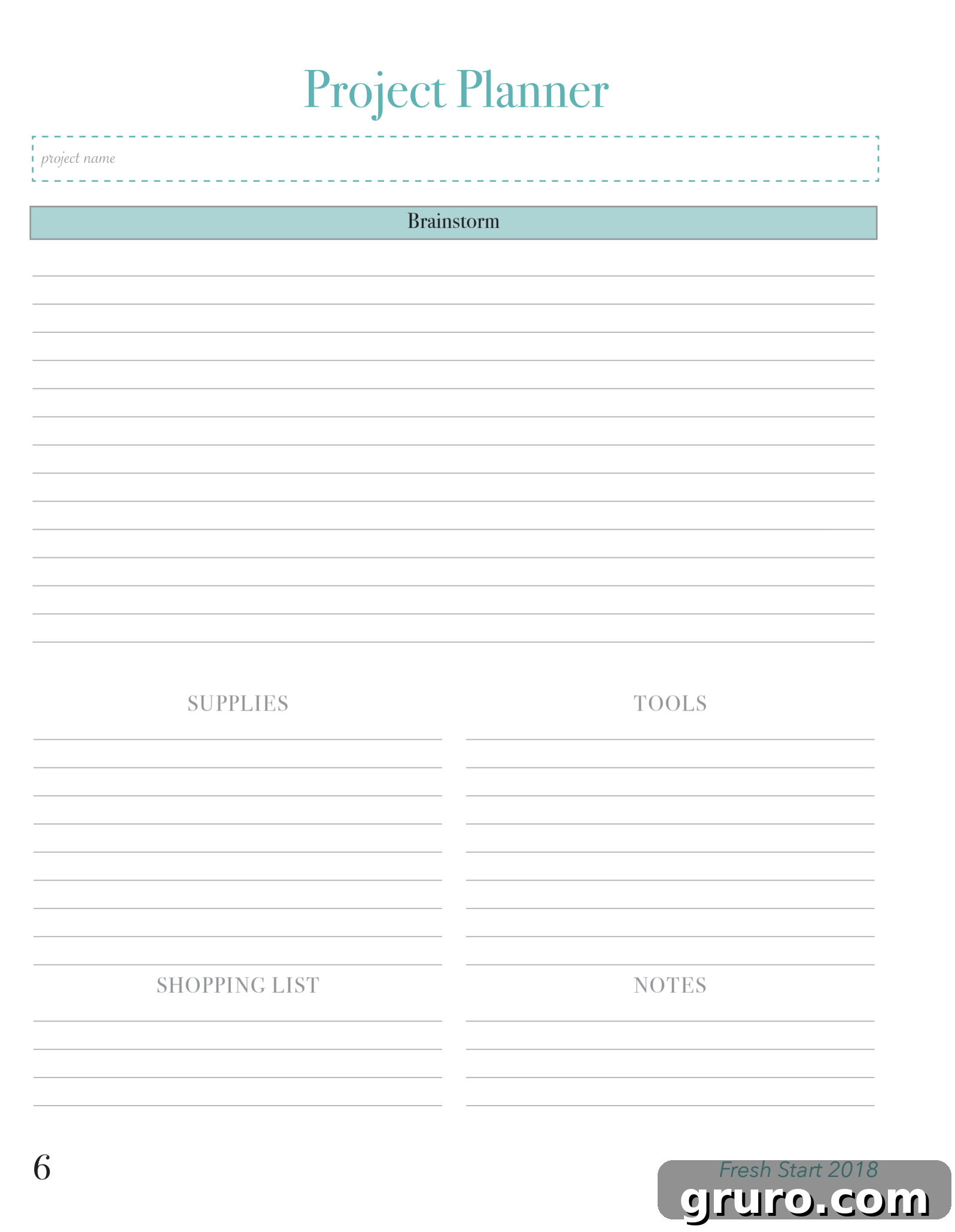 Project Planner Page Detail - Strategic Planning for Success