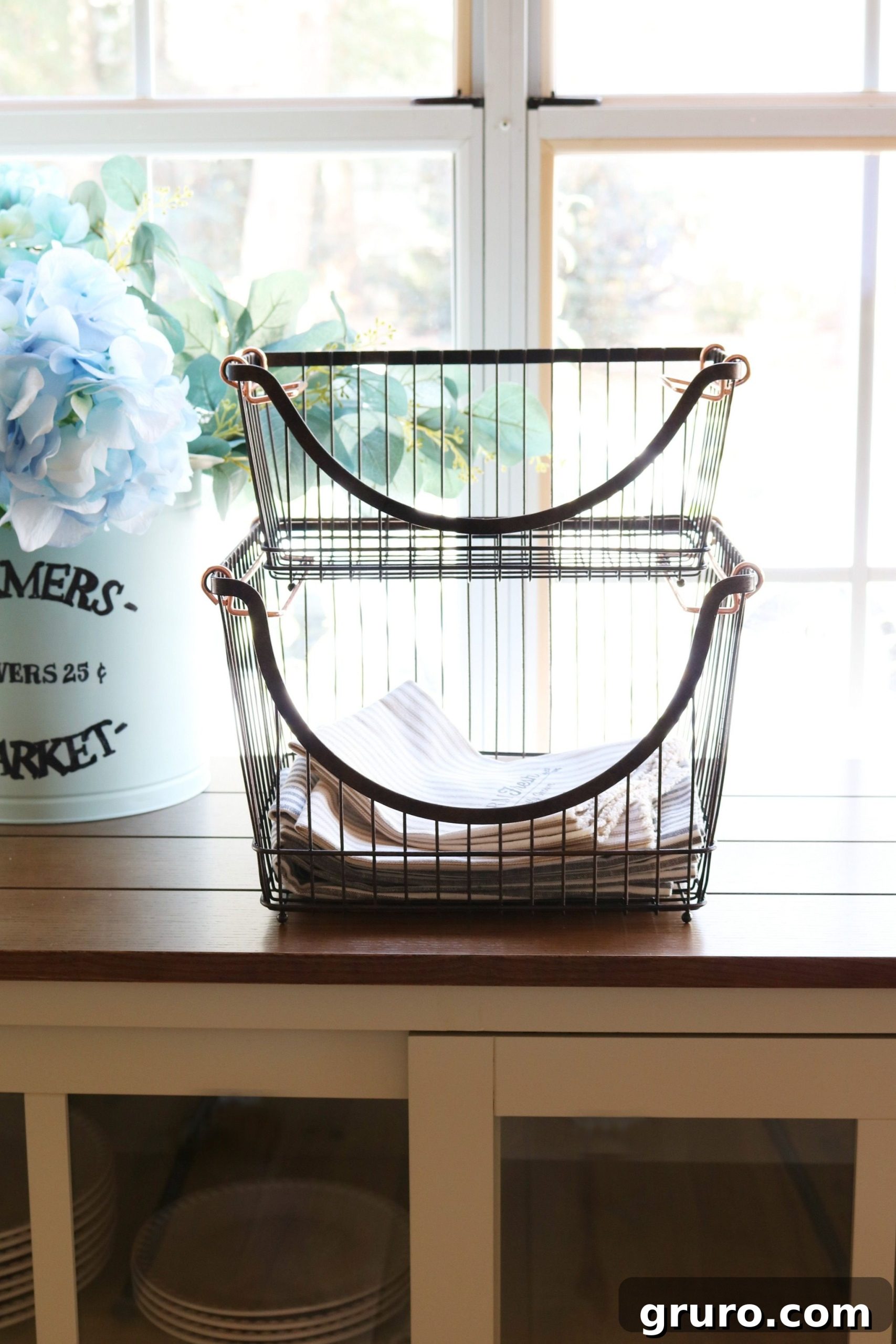 Smart Dining Room Storage 5 Better Homes & Gardens stacking wire baskets for organizing
