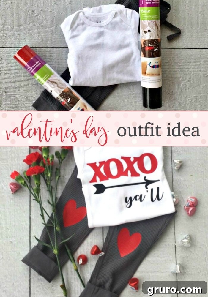 Romantic Valentine's Day Styles 11 Pinterest graphic for Valentine's Day outfit with HTV heat press instructions