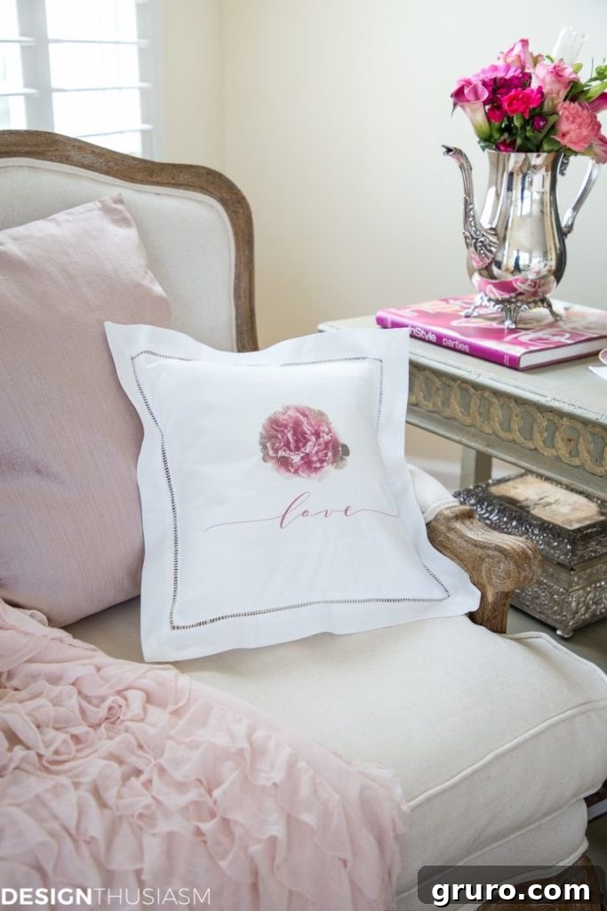 Romantic peony pillow covers for a soft, decorative touch in home decor, adding comfort and personality