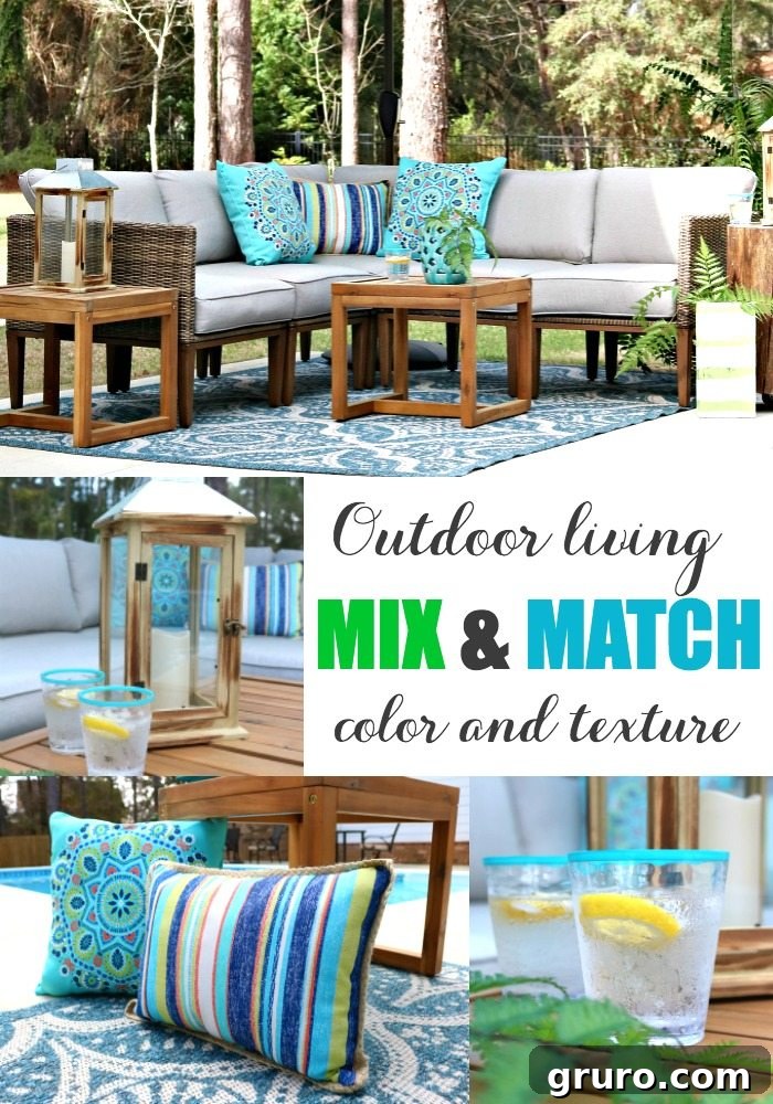 Outdoor living - mix and match color and texture in a stylish patio design.