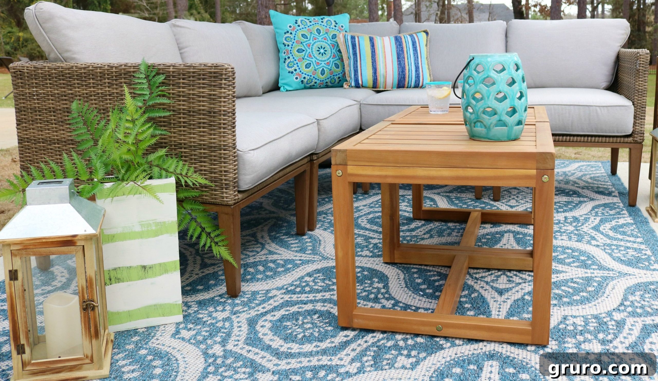 Outdoor sectional providing ample and comfortable seating.