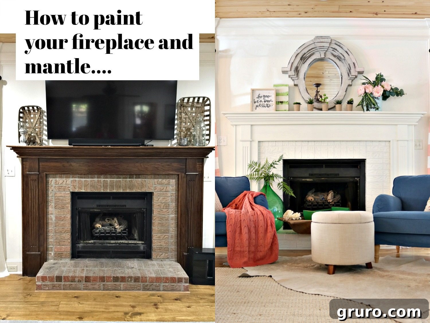 Before & After: Transformed Fireplace with White Paint
