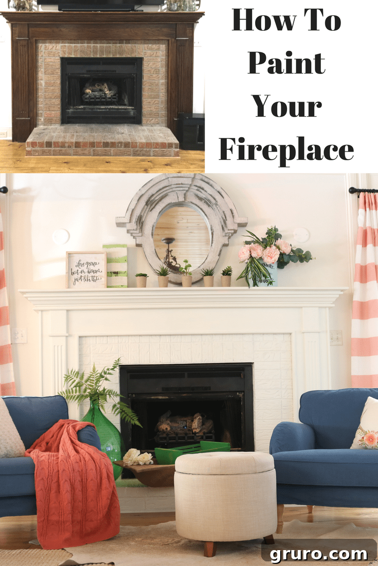 Close-up of Finished Painted Fireplace Mantel and Decor
