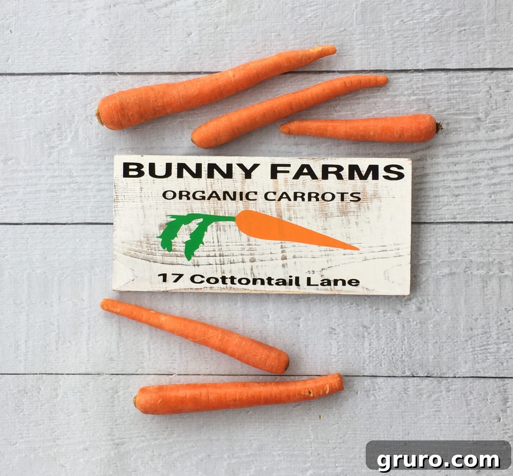 Rustic Easter sign with carrots and a bunny, perfect for farmhouse decor