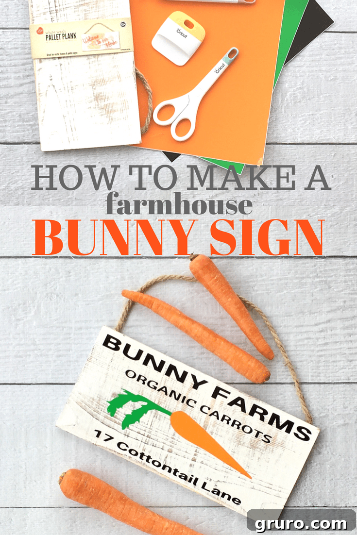 How to make a Rustic Easter Sign, this white rustic board is the perfect backdrop for this Vinyl Easter sign. Farmhouse look with whimsy.