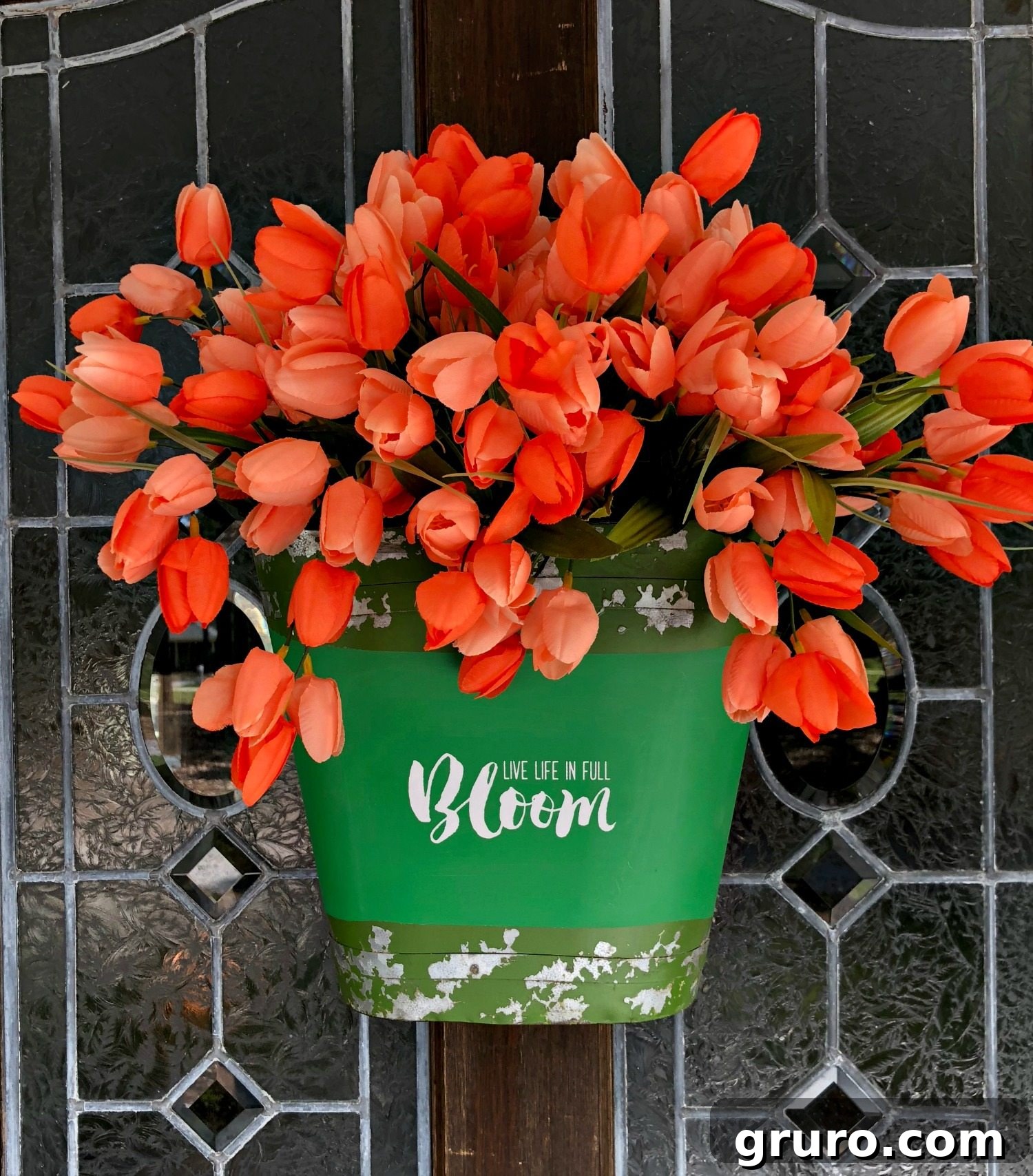 Spring Tulip Bucket Door Charm 8 Bucket of tulips for the door