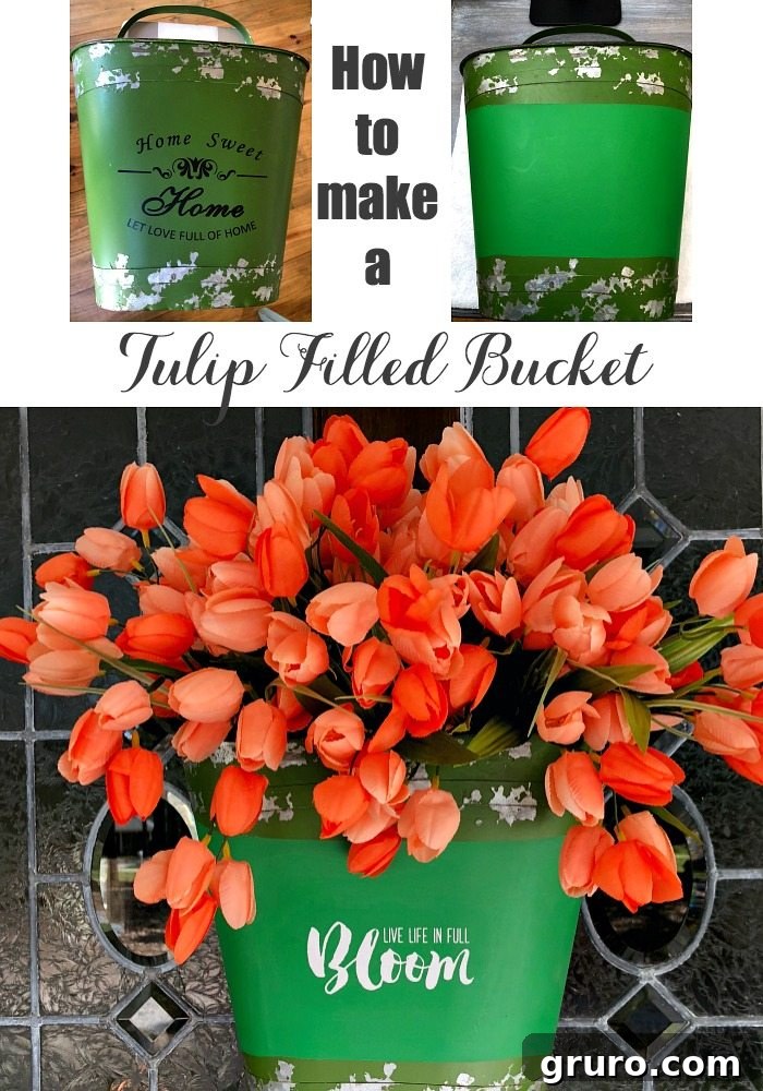 Spring Tulip Bucket Door Charm 11 Tulip filled bucket