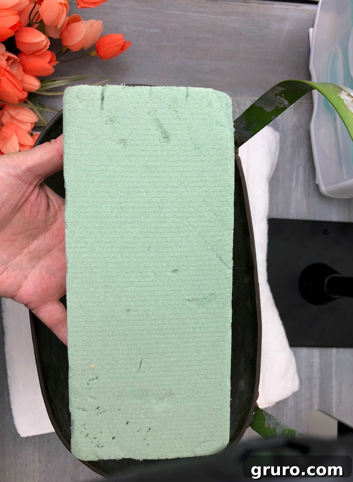Spring Tulip Bucket Door Charm 7 Floral foam