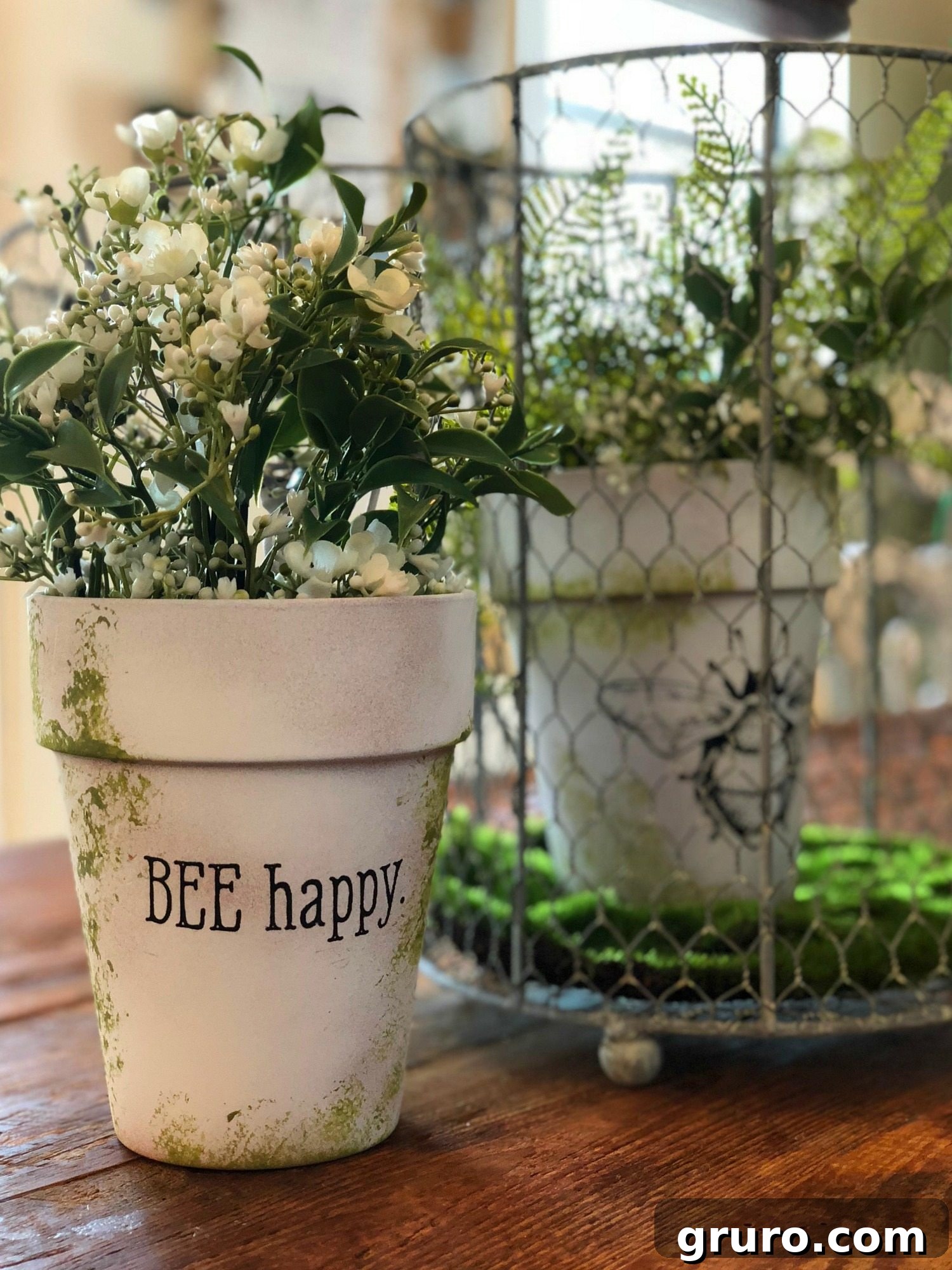Personalize Clay Pots with Chalk Couture Bee Happy Transfers Bee Inspired Clay Pots with Chalk Couture Design