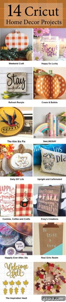 A Collection of Inspiring Cricut Home Decor Ideas Grab the instructions here for 14 Cricut vinyl home decor projects.