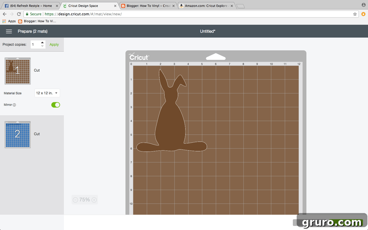 Preparing vinyl for bunny shirt project with Hoppy Easter text