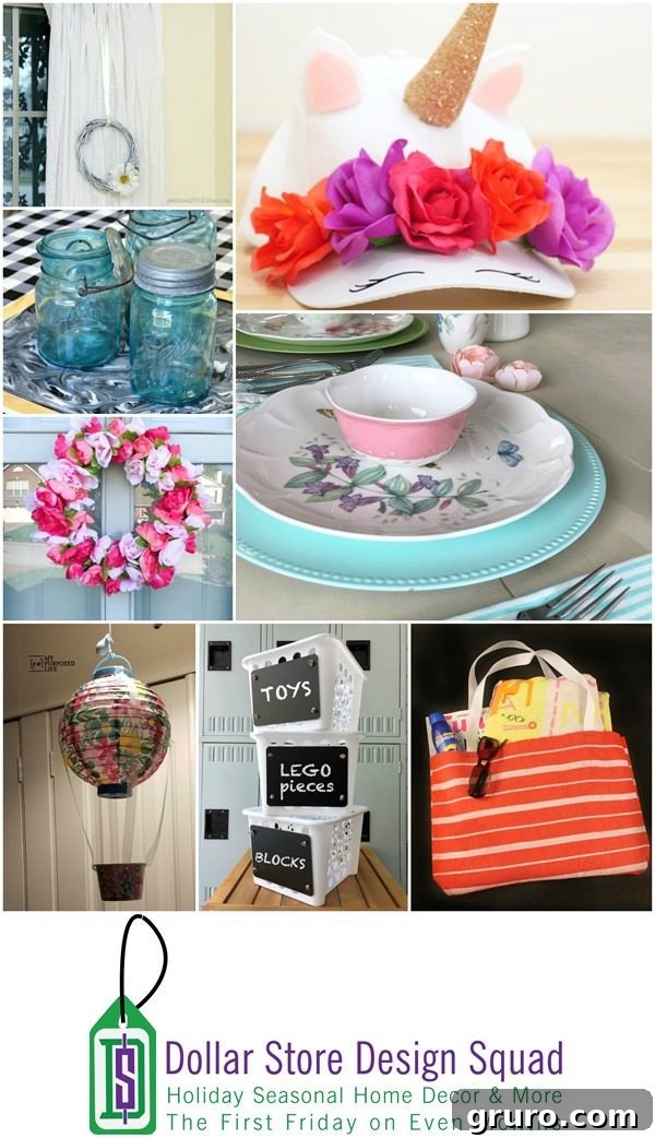 Collage of various Dollar Store DIY craft ideas