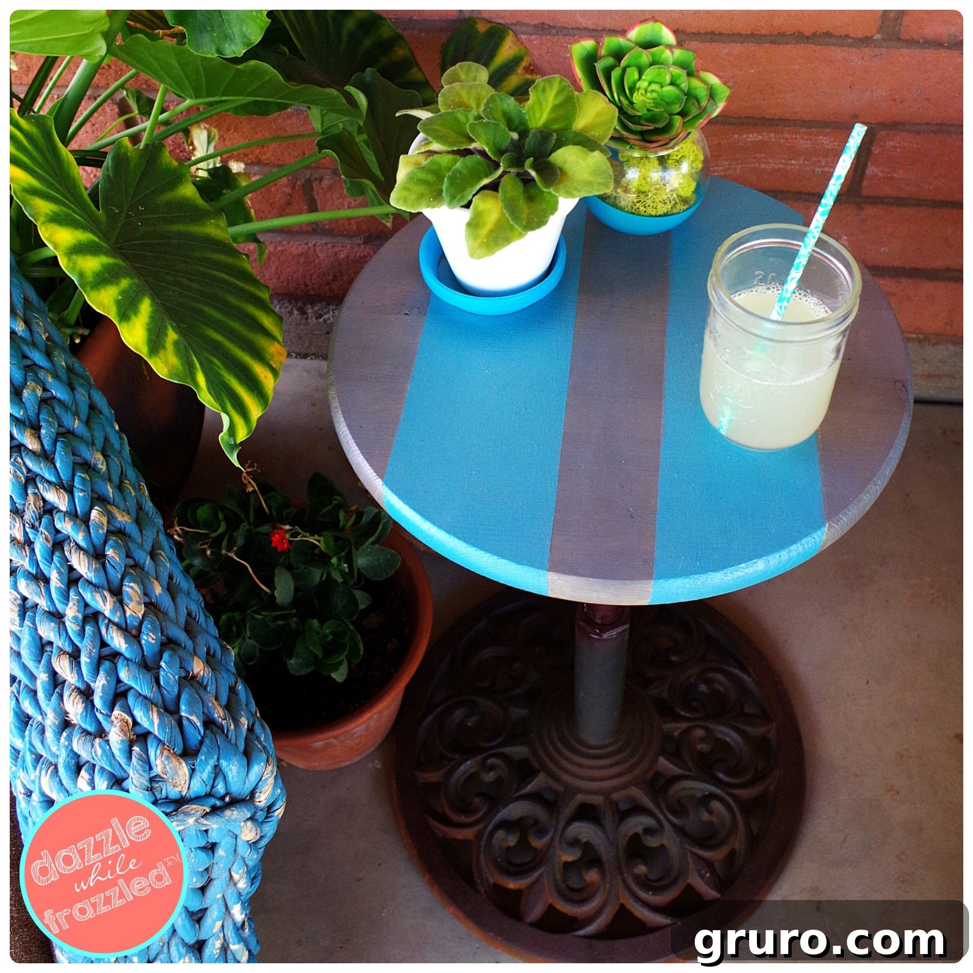 Monday Refresh: DIY Recipes and Decor 9 DIY Umbrella Stand Patio Side Table project collage