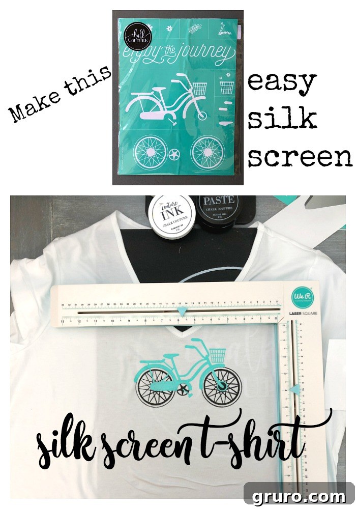 DIY Steps and Supplies for Chalk Couture Ink with Silk Screen Transfer - at home t-shirt making Easy and fun DIY t-shirt project with Chalk Couture ink and silk screen transfers