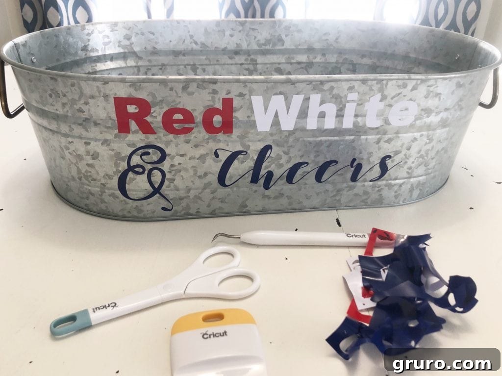 Red White Blue Galvanized Tub