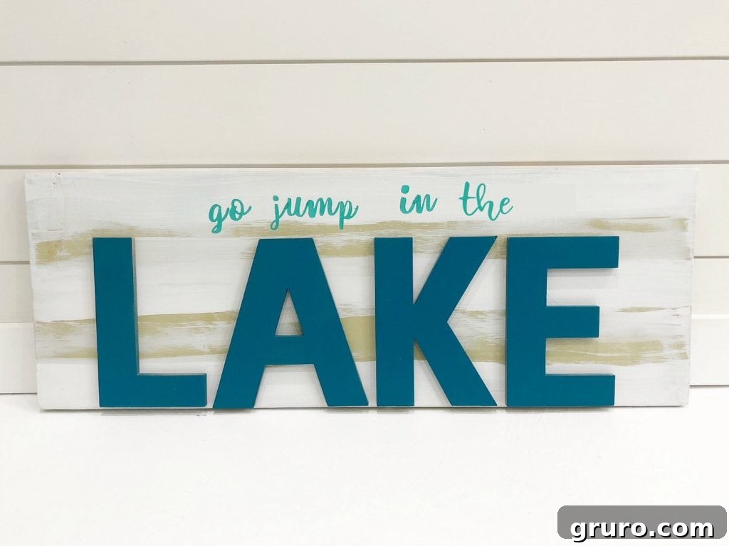 Easy to make Go Jump In The Lake sign for home decor