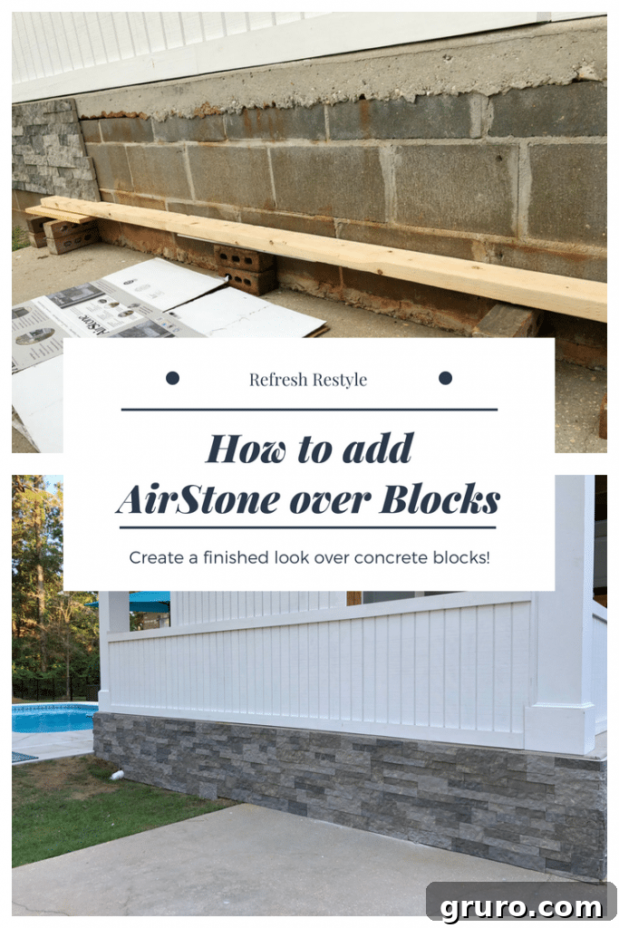 Revitalize Your Exterior: AirStone Foundation Makeover How To Add AirStone to Block Foundation - cover ugly blocks with lightweight stone