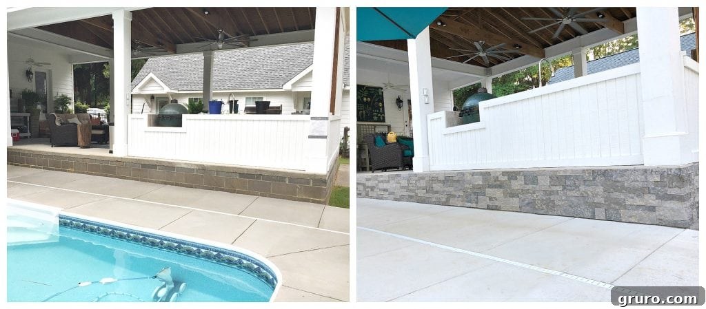 Stunning Poolside Transformation with AirStone Before and after Airstone