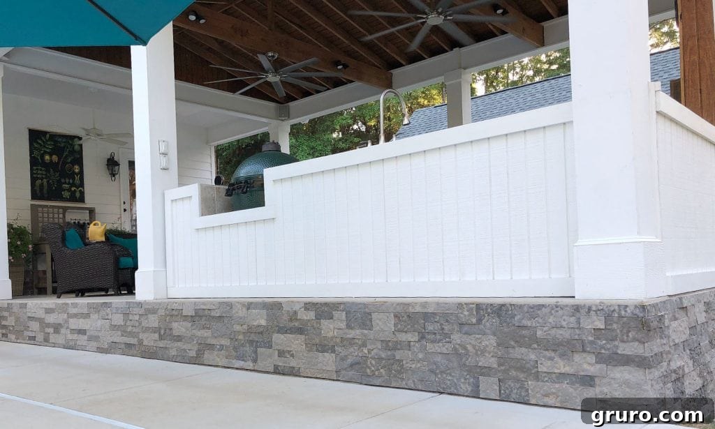 Refined Porch Foundation Featuring AirStone Patio with Airstone