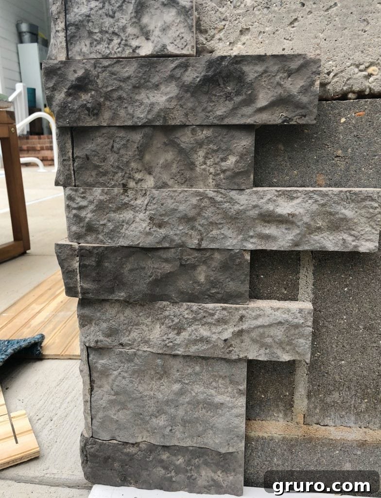 Detailed Corner Application for AirStone Installation Start stacking Airstone on the corner