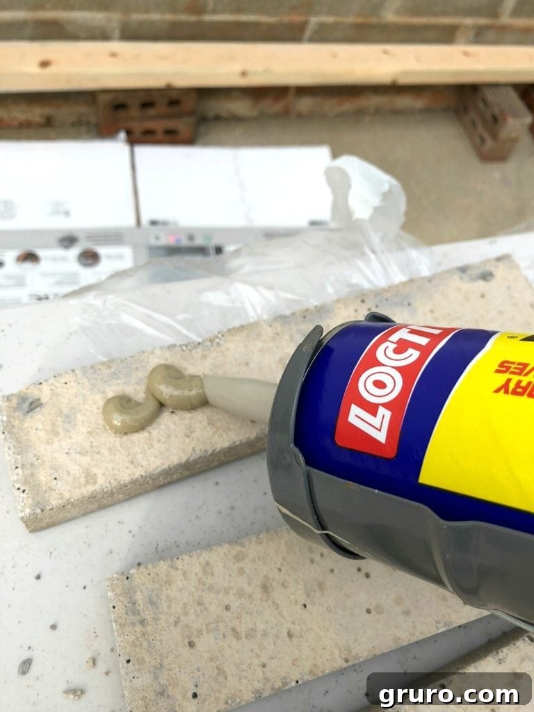 Installing AirStone on Your Block Foundation 4 Apply Loctite adhesive