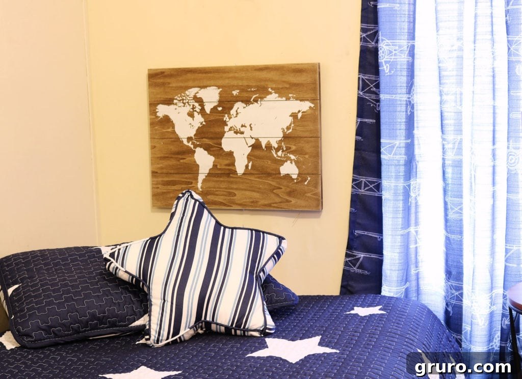 Boys bedroom makeover in navy and white. Kids Room Refresh, affordable ideas to spruce up any space. Boys bedroom makeover in navy and white