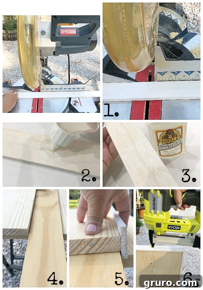 How to Make a Farmhouse Rustic Sign - Assembly and Painting Guide Step-by-step instructions on how to paint and assemble a DIY wood sign with decorative trim.