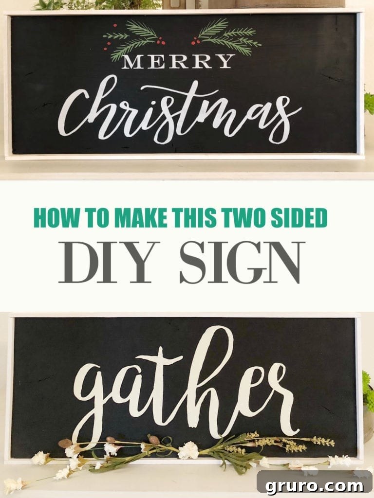 Easy Instructions for Dual Farmhouse Sign - Reversible DIY Decor Step-by-step tutorial for making a versatile two-sided farmhouse sign, perfect for seasonal decor.