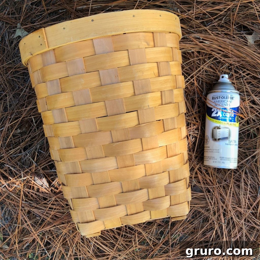 DIY Basket Makeover: Before and After Transformation Less than $2 thrift store basket makeover project