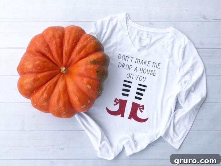 Halloween Shirt with 'Don't make me drop a house on you' design
