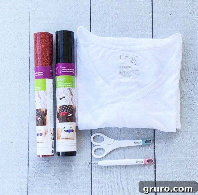 Supplies for DIY Halloween T-Shirt Vinyl Idea Supplies for DIY Halloween T-shirt: HTV, t-shirt, Cricut tools, Teflon sheet