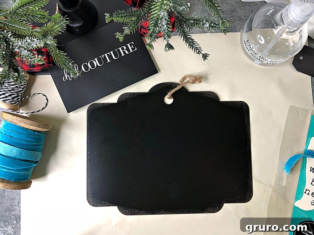 Blank metal sign from Michaels, ready to be transformed into a festive Chalk Couture Christmas project.