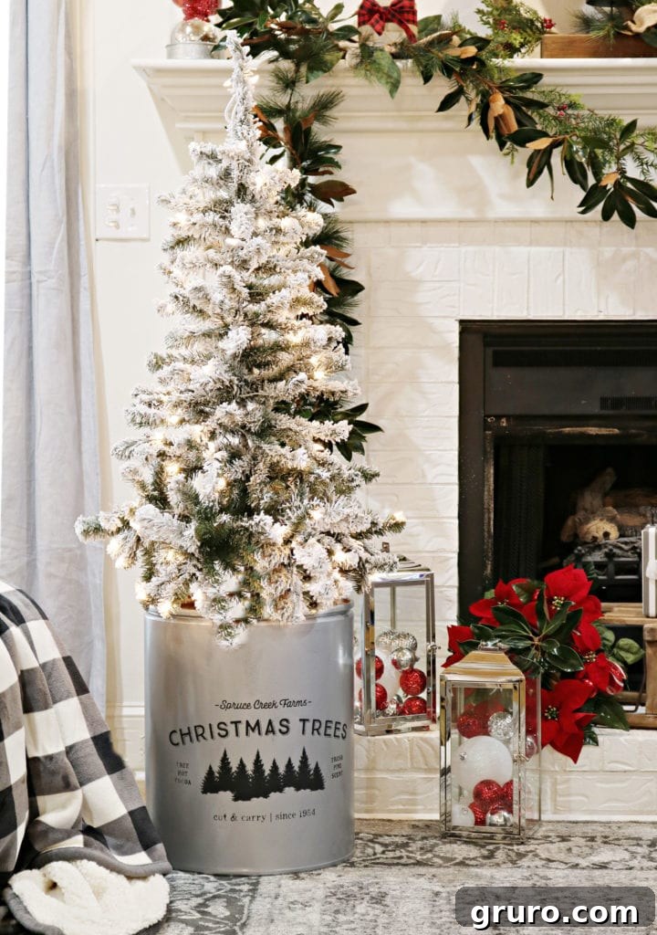 Christmas bucket and lanterns Affordable Christmas Decor
