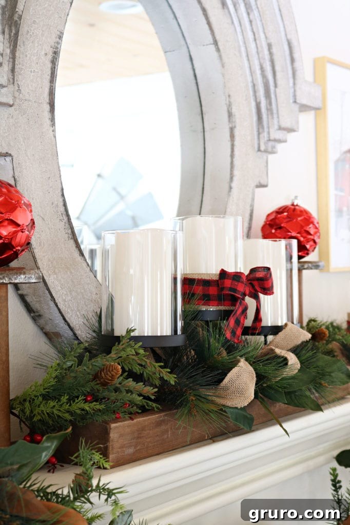 3 Candle holders from BHG Affordable Christmas Decor buffalo plaid