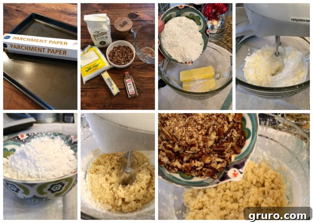 Making the dough for Pecan Snowball Cookies with Lemon