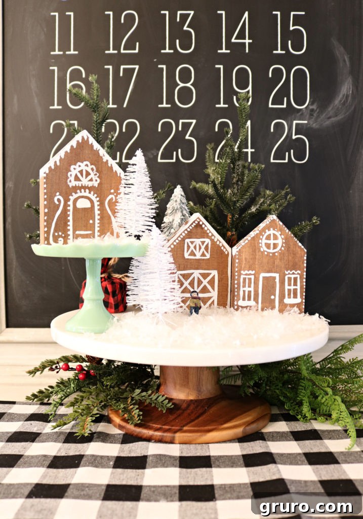 Gingerbread village idea - easy DIY with wood for these houses.